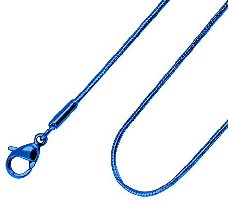555Jewelry 1.2mm Stainless Steel Snake Chain Necklace for Men & Women, Classic & Simple Thin Delicate Chain (Blue, 16)