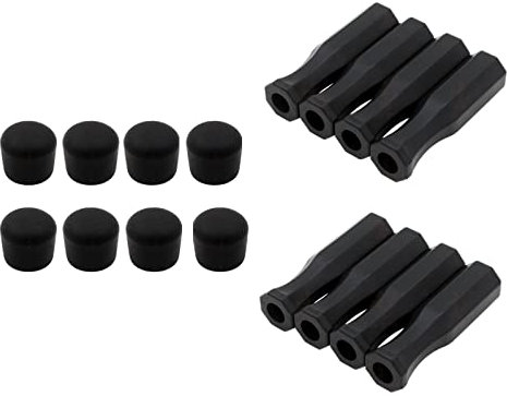Colcolo Packung mit 16 universellen achteckigen Griffen und Sicherheitsendkappen, Zubehör, schwarzes Teil, Standard-Kickertische, Kicker-Liebhaber