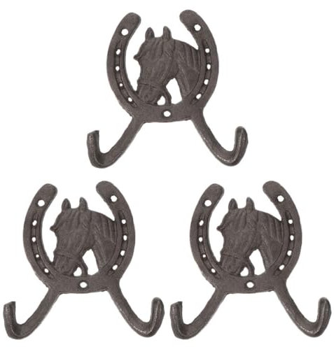 3 Stücke Pferdekopf Wandhaken Western Haken Hufeisenförmige Wandaufhänger Western Doppelt
