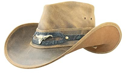 Black Jungle Ontario Outdoor Western Lederhut Australien Cowboy Lederhüte Reiterhut Unisex (as3, Alpha, m, Tan)