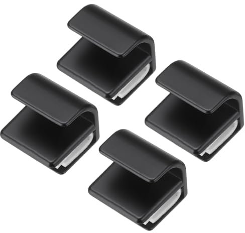 sourcing map 4pcs Glass Door Pull Handles, Zinc Alloy Door Clips Pull Handles with Screw Shower Glass Door Knob Handles for 3-5mm Glass Display Cabinet Furniture Cabinet Drawer Black