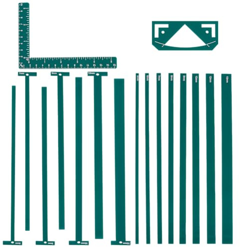 UNICRAFTALE 1 juego de plantillas de encuadernación de acrílico flexibles, paquete de encuadernación, verde azulado, herramienta simple para scrapbooking, 18 unidades, reglas en forma de T para
