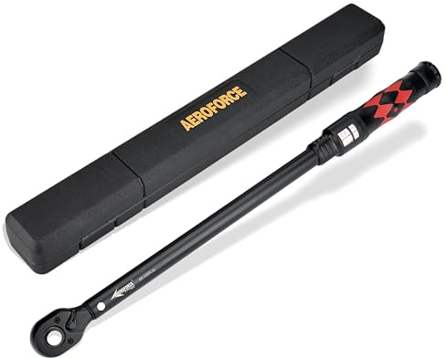 AEROFORCE Professional Tools Clé Dynamométrique 1/2, Clé de Torsion 60-330NM, Précision ±3%, 72 Dents Clé à Cliquet Réversible