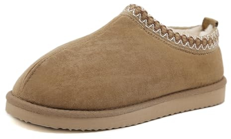 SMajong Chaussons Femme Homme Hiver Peluche Pantoufle d'intérieur Confort Chaud Chaussures pour la Maison extérieur Beige 44 EU
