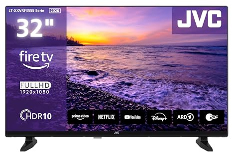 JVC Fernseher 32 Zoll Fire TV Full HD Smart TV HDR Fernseher mit Alexa Sprachsteuerung und Triple Tuner, LED TV LT-32VRF3555 (2026)