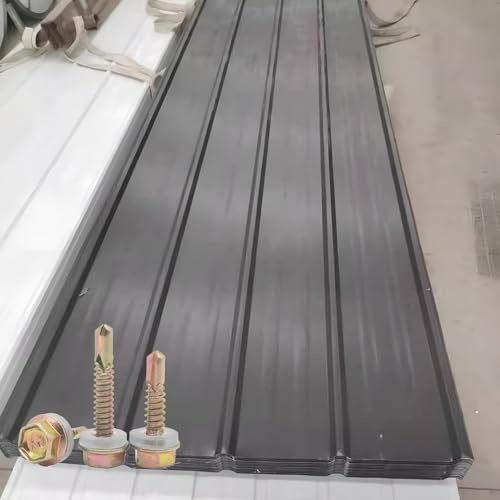 Lot de 2 plaques de toit ondulées galvanisées pour abri de jardin - Panneaux métalliques trapézoïdaux - Anthracite - 0,3 mm d'épaisseur - 90 cm de large - 100 x 90 cm - Résistant aux intempéries