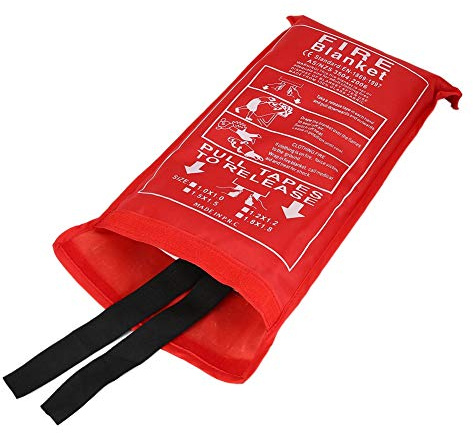 Denash Couverture Anti-feu, Fibre de Verre Ignifuge Lourde avec étui Souple pour Petits Incendies dans la Cuisine, la Voiture, Le Bureau, Le Restaurant, Certifiée CE EN1869 1997 (1,8mx1,8m)