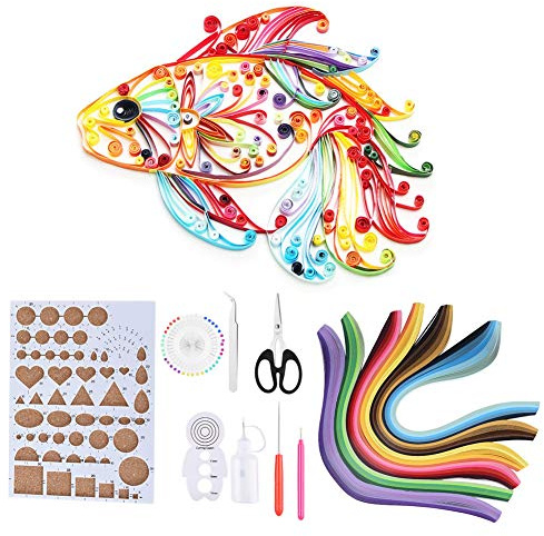 RASTKY Kit de Quilling de Papel Juego de Herramientas de Manualidades DIY con Degradado para Hacer Formas 3D, Ideal para Manualidades con Papel, Regalo para Amantes de las con, Metal y Plástico, 14