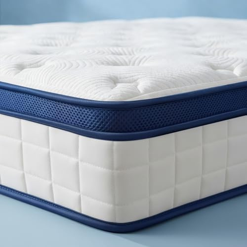 Lavfine Double Mattresses - 4FT6, 10 Inch Memory Foam with Pocket Spring Hybrid, Medium Support, Motion Isolation, Breathable Soft Fabric, Comfortable Sleep, 135x190x25CM