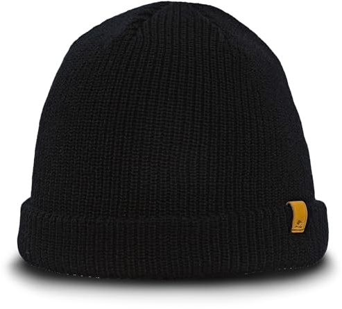Sterkowski Salty Dog Strickmütze | 100% Merinowolle Beanie für Herren und Frauen | Wintermütze Merino Fisherman Fahrrad Sport Warm Skimütze Arbeitsmütze Wollmütze Hiking Universelle Größe Schwarz