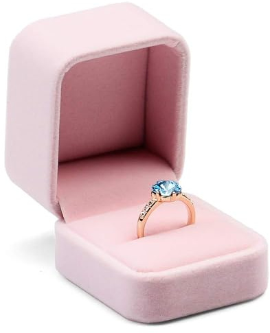 Oirlv Cute Velvet Ring Box Classical Ring Bearer Case Jewelry Gift Box for Engagement,Proposal,Wedding