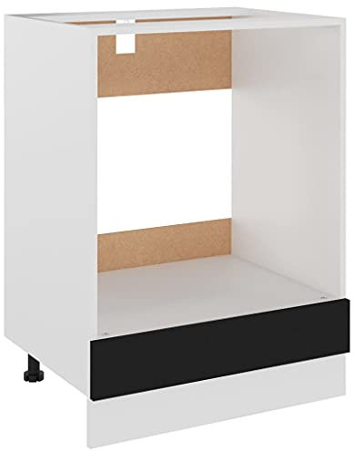 vidaXL Herdumbauschrank Küchenschrank Ofenschrank Backofenschrank Herdschrank Küchenzeile Küchenmöbel Backofen Schwarz 60x46x81,5cm Holzwerkstoff