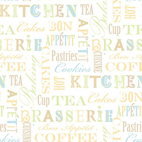 Galerie KC28541 Fresh Kitens 5 Kitchen Phrases Tapete, 10 m x 52,8 cm, Weiß/Gelb