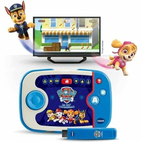 VTech - Pat' Patrouille, ABC Smile TV, Ma Première Console TV Éducative, Console de Jeux et d'Apprentissages avec Manette sans Fil, Clé HDMI, Cadeau Enfant de 3 Ans à 7 Ans - Contenu en Français