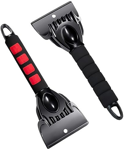 DOLILO 2 Stück Eiskratzer Auto, Scheibenkratzer Auto mit Ergonomischem Schaumstoffgriff, Auto Eiskratzer für PKW, LKW und SUV