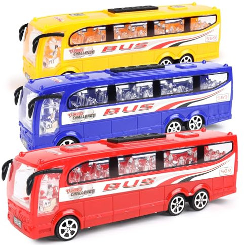 TURBO CHALLENGE - Bus - City - 028802-1/16 - Véhicule Friction - Couleur Aléatoire - Plastique - Jouet Enfant - Véhicule - Cadeau - Anniversaire - À Partir de 3 Ans