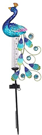 HoveeLuty Pluviomètre Lumineux à énergie Solaire Piquets de Jardin en métal en Forme de Paon Décorations de Jardin imperméables Pluviomètres décoratifs extérieurs pour Jardin Pluviomètre décoratif