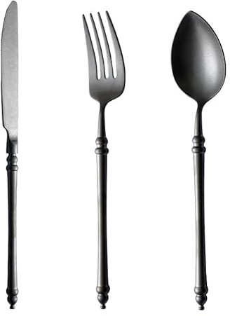 KLLJHB Juego de Cubiertos de Plata, 3/12/18/24/30/36 Piezas, Juego de Cuchillos, Tenedores y cucharas de Acero Inoxidable 304 Retro Mate, vajilla para el hogar, Cuchillo para c
