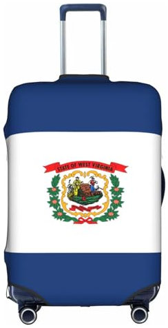 Jkkghll Copertura elastica per valigie da viaggio con stampa della bandiera del West Virginia, con cerniera nascosta, antigraffio, bianco, L