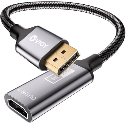 VIOY Displayport to HDMI Adapter, 4K@30HZ Uni-Directional DP (Source) Male to HDMI (Display) Female, 1080P@120HZ Display Port Adapter for Monitor, AMD, NVIDIA, HP, Dell, Lenovo
