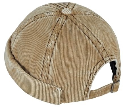 Clakllie Corduroy Docker Cap herr sjömansmössa keps utan skärm justerbar sjömansmössa trendig brimless hatt vintage beanie, CDGE-FM25Q08-khaki, one size