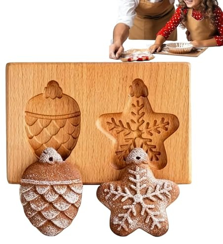 Cookie Press – Herramienta de repostería de madera, sello de galletas duradero | moldes para galletas de madera para diseños detallados, accesorios de repostería para bodas, , festivales