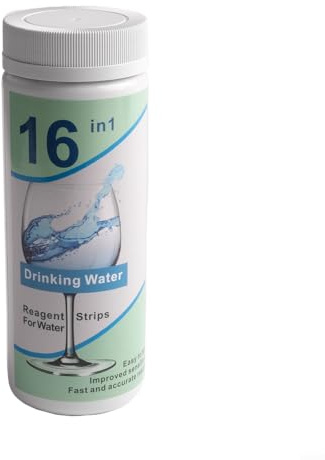 Yhenlovtt Kit de prueba de agua potable 16 en 1 con tubo de ensayo más cuentagotas para piscinas, spas, acuarios y aguas residuales industriales, 50/100 tiras (100 unidades)