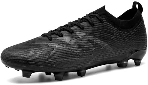 NUTTOPL Men's Football Boots Youth Outdoor Turf Trainers Professional Competition Athletics Sneakers Spikes Non-Slip Kids Unisex Black 9 UK