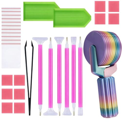 YciVhh Diamond Art Roller, 30pcs Diamond Art Tools, Diamond Painting Accessories, Complete Set for Adults, Boys and Girls, Ideal for Beginners and DIY Handicraft Enthusiasts