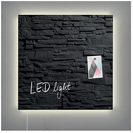 SIGEL GL454 Premium Glass Magnetic Board, Glossy Surface, 48 X 48 Cm, With Led Lighting, Easy Mounting, Black - Artverum