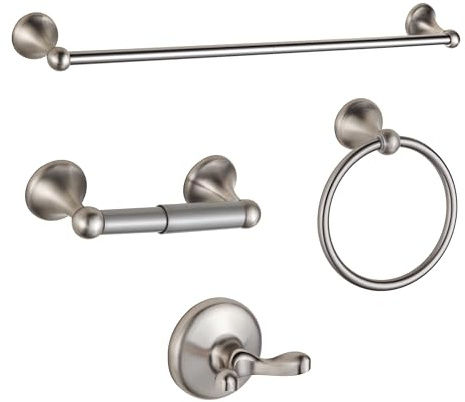 BGL Bathroom Accessory Set, Brushed Nickel Adjustable Expandable Towel Bar 4-Piece Bathroom Hardware Set Wall Mounted