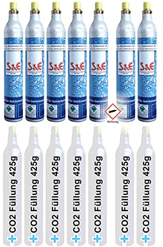 7 x CO2-Zylinder 425 g 60l je Füllung Kohlensäure für Soda-Stream Wasser-Maxx
