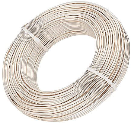 BENECREAT 12 Gauge (2mm) Aluminiumdraht 180 Fuß (55m) Biegbarer Metallskulpturdraht für Bonsai-Bäume, Blumen, Kunsthandwerk, Champagnergelb