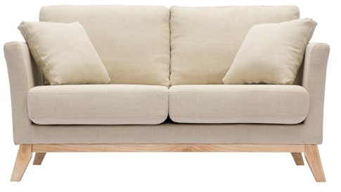 Miliboo - Divano scandinavo a 2 posti, sfoderabile, colore: Beige Oslo