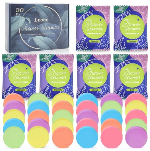 leoce Shower Steamers Multi-Quantity Packed Women/Men Gift Set Aromatic Shower Bombs, Individually Wrapped Tablets for Mother's Day & Anniversaries (15pcs)