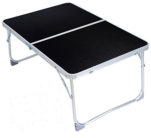 Aluminiumlegering laptop skrivbord hopfällbart bord med ben sängbrickor frukost servering kopphållare notebook datorstativ läshållare, svart