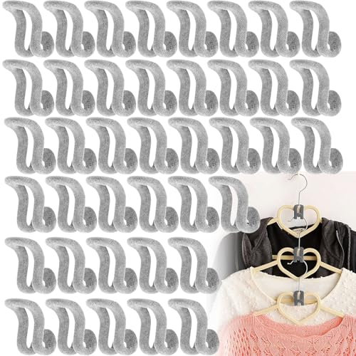 Brateuanoii 40 Stück K-leiderbügel H-aken, Kleiderbügel Haken Platzsparende, Platzsparende Kleiderbügel H-aken, Mini Aufhänger Verbinder für Kleiderschrank, Bad, Schlafzimmer (Grau)