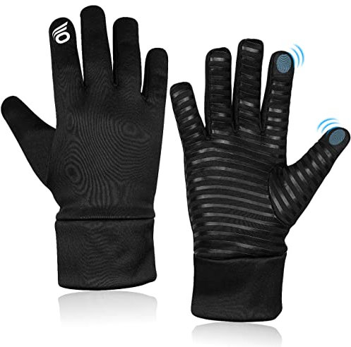 OCBA Fahrradhandschuhe für Damen und Herren, Touchscreen-Handschuhe, Winddicht und wasserdicht, mit rutschfestem Handflächenmuster, warme Winterhandschuhe (S)
