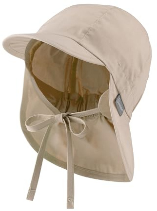 Sterntaler Schirmmütze Nacken Basic - Unisex Baby- und Kinder Mütze mit Nackenschutz - UV-Schutz 50+ Hut aus Popeline (Bio) - leichte Sommer Kopfbedeckung mit Gummiband - beige, Größe 51
