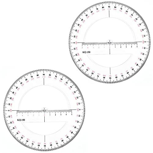 10 cm Vollkreis-Winkelmesser, 360-Grad-Winkel, Messlineale für Schule, Büro und Zuhause (2 Stück)