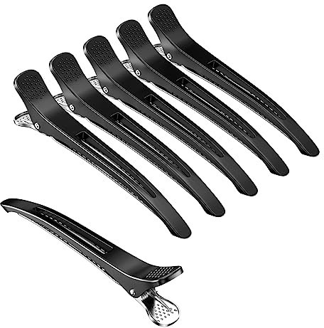 Mesybveo 6 Stück EnteBill Haarspangen, Haarklammer Friseurbedarf, Abteilklammern Friseur, Rutschfeste Haarklammern, Haarclips Alligator Clips mit Löchern, für Dickes und Dünnes Haar(Schwarz)