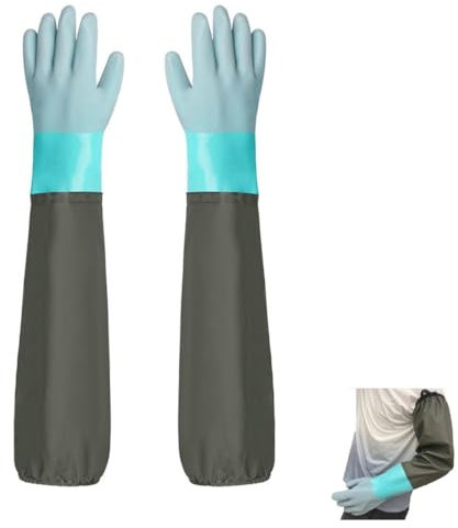 YIOIY Guanti Lunghi di Gomma Impermeabili per Acquario, Laghetto, Sabbiatrice e Pesca