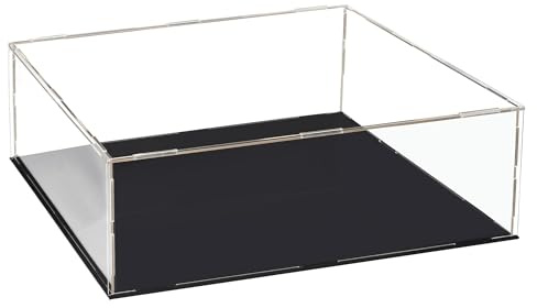 Recogwood Vitrine D'Exposition en Acrylique Clair 30 x 25 x 15cm - Boîte De Présentation À Monter avec Socle Noir - Protection Anti-Poussière pour Figurines, Jouets Et Rangement Domicile