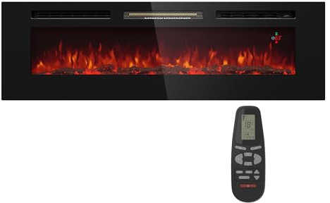 Klarstein Deko Kamin mit LED-Flammen, Elektro-Kamin mit Heizung und Kaminfeuer, 1800W Elektrisch mit Fernbedienung, Timer & Einstellbarer Thermostat, Sparsam