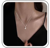 TseenYi Kleine Diamant Tropfen Halskette Cz Tropfen Anhänger Halskette Silber Tropfen Anhänger Halskette Winziger Kubischer Zirkonia Tropfen Halskette Schmuck Für Frauen Und Mädchen