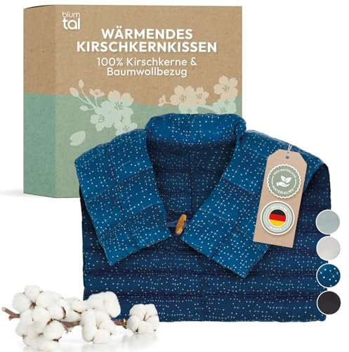 Blumtal Kirschkernkissen - Körnerkissen mit 100% Kirschkern-Füllung - Körnerkissen Mikrowelle mit Oeko-TEX zertifiziertem 100% Baumwoll-Bezug - Körnerkissen Schulter/Kirschkernkissen Rücken Gemustert