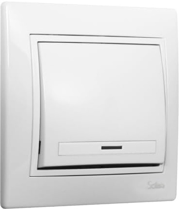 Interruptor conmutador blanco, compatible con serie Europa, para controlar la iluminación y optimizar el consumo eléctrico.