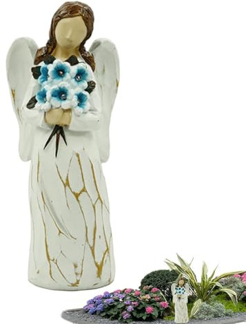 Dreuhuing Luces solares de ángel para jardín al aire libre,Luces solares de ángel para cementerio - Estatuas de jardín de ángel de resina de 11 pulgadas al aire libre con luces LED - Esculturas de