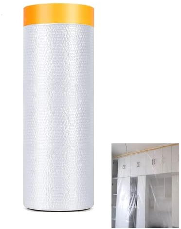NUWIQ Abdeckfolie mit Klebeband, Malerfolie, Einweg Transparente Abdeckung, Transparent PE Folie, 1 Rollen Abdeckfolie, für Innen Selbstklebende Malerfolie mit Klebeband (1.4m)