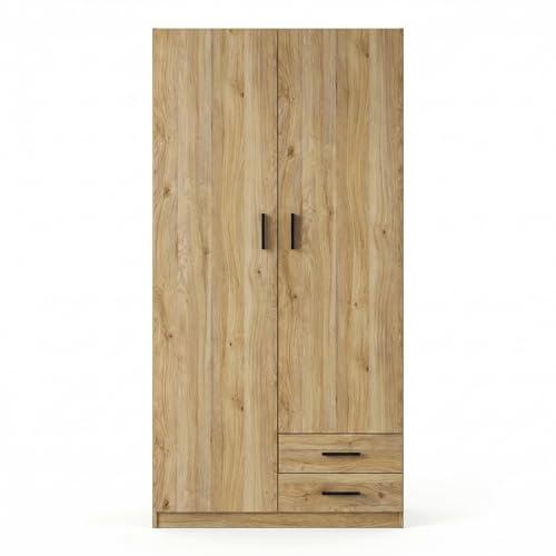 Shiito | Modelo Oxford - Armario 2 Puertas y 2 cajones | Acabado en Madera Natural